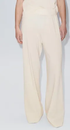 Mango Elastic Waist Straight Leg Pants in Sand at Nordstrom, Size X-Small