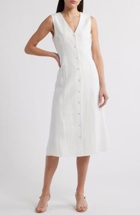 Charles Henry Button-Up Midi Dress in Ivory at Nordstrom Rack, Size Medium