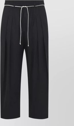 Mordecai drawstring cropped wide leg pleated trousers