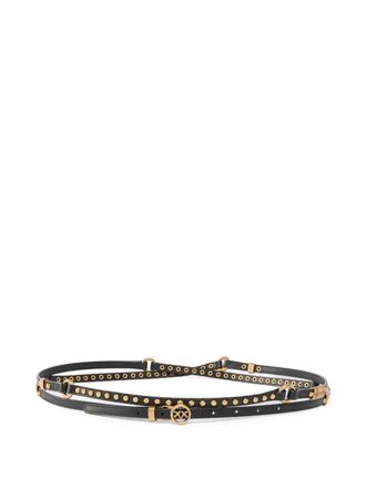 Pinko Leren riem met ringlets en studs - Zwart