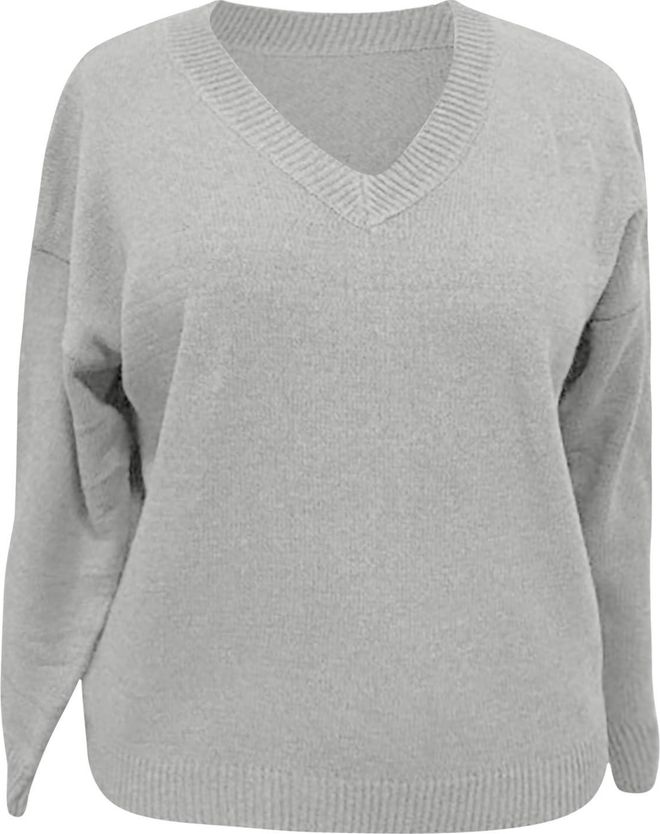 Generico Maglia Donna Anziana Maglione Signora Invernale Maglione pullover con scollo a V in tessuto semplice tinta unita da donna autunno e inverno Top ampio da 23 61 su Stylight