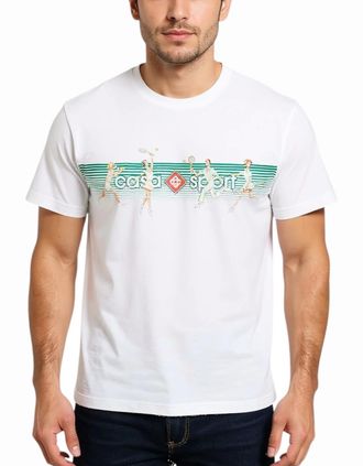 Casablanca Mens CASABLANCA Mens T Shirts Playful Stripes Short Sleeve Crew Neck Tennis Tee - White - Size: 38