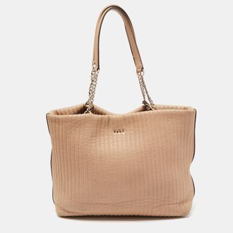 DKNY Dkny Beige Quilted Leather Chain Tote