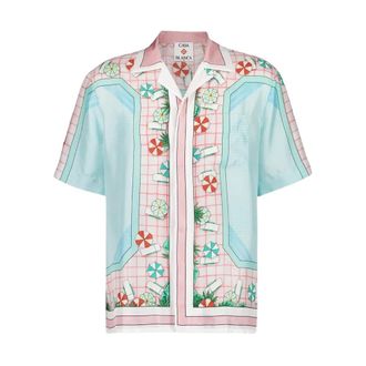 Casablanca Short Sleeve Shirts, male, Multicolor, M, Copacabana Silk Twill Cuban Shirt