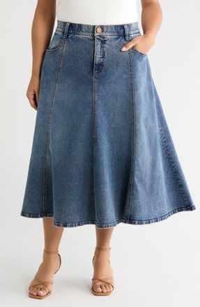 Wit & Wisdom Denim A-Line Skirt in Blue Artisanal at Nordstrom, Size 14W