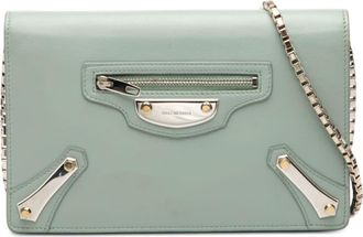 Balenciaga Pre-owned Balenciaga Leather Metal Plate City Wallet on Chain 420837