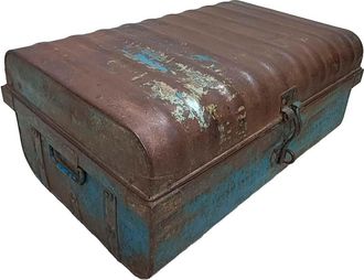 Wanderlust Deco Maleta De Metal Acabado Artesanal Marr&oacute;n 67x37x25h Cm