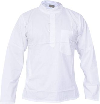 Gheri Ice White Cotton Grandad Collarless Shirt XX-Large