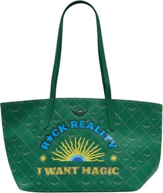 Zadig&Voltaire Tote Bags, female, Green, Size: ONE SIZE Z Shopper Monogram Tote