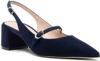 Stuart Weitzman Emilia MJ Slingback Pump in Nice Blue Suede Smu at Nordstrom, Size 10.5
