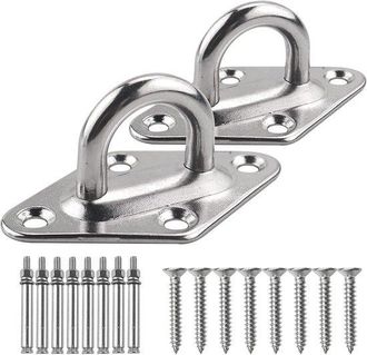 No Brand Juego De Suspensi&oacute;n Para Hamaca, Acero Inoxidable 304, Ganchos De Techo Resistentes, Kit De Montaje Con Tornillos, Para Ganchos De Columpio Y Montaje 