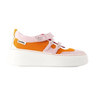Carel Womens Baskina Sneakers - Carel Leather Orange-Pink Shoes
