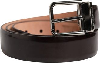 Dolce & Gabbana Men Black Calfskin Leather Metal Buckle Mens Belt