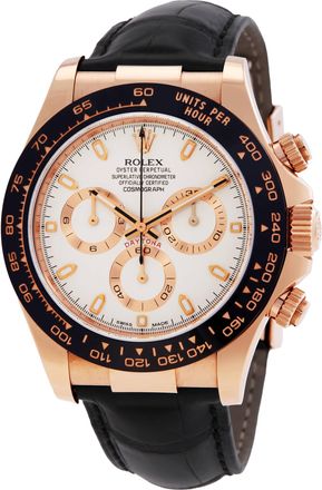 Rolex Cosmograph Daytona Ivory Dial Automatic Black Leather Mens Watch 116515ISL