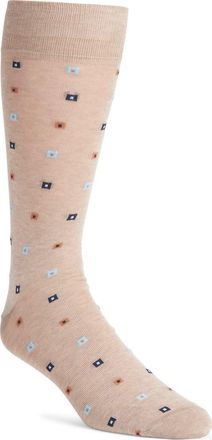 Nordstrom Geometric Pattern Cotton Blend Dress Socks in Taupe at Nordstrom