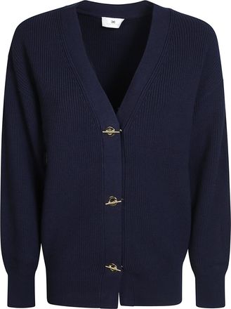 Elisabetta Franchi Ribbed Knit Wool-Blend Cardigan