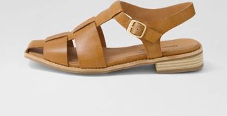 Django & Juliette Womens Agotary Leather Flat Shoes In Tan