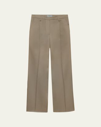 Prada Pleated Cotton Twill Straight-Leg Trousers