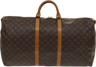 Louis Vuitton Keepall Bandoulière 60 Brown Canvas Travel Bag (Pre-Owned)