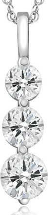 Pompeii3 14k White or Yellow Gold Round-Cut Diamond Three Stone Pendant 2cttw Necklace