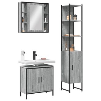 Berkfield Home 3 Piece Bathroom Cabinet Set Grey Sonoma Engineered Wood