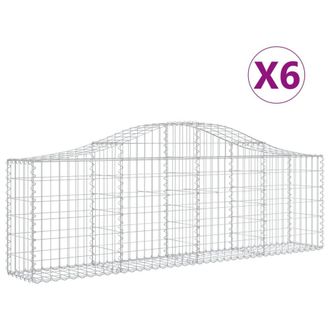Berkfield Home Arched Gabion Baskets 6 pcs 200x30x60/80 cm Galvanised Iron in Silver