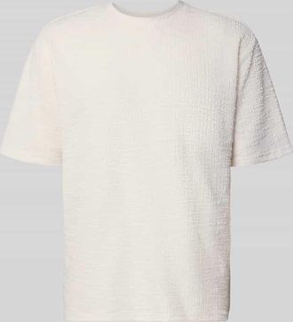 Mc Neal T-Shirt mit Strukturmuster und Rundhalsausschnitt in Ecru, Gr&ouml;&szlig;e XXL