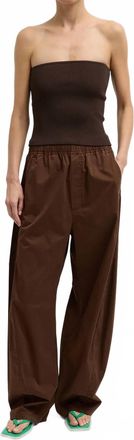 Tibi Garment Dyed Silky Cotton Winslow Pants In Brown