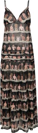 Amir Slama graphic-print silk maxi dress - women - Silk - GG - Black