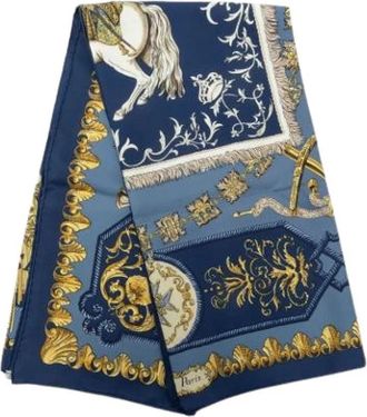 Herm&egrave;s Pre-owned Lvdovicvs Magnvs Zijden Sjaal - Dames - Vintage Accessoires - Blauw - ONE Size - Vintage