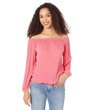 Tommy Hilfiger Womens Bandcollar Button Up Roll Tab Blouse, Rosette, M