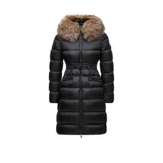 Moncler Moncler Boedic Hooded Shearling-trimmed Long Down Jacket, Women, Black, Size: 00