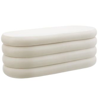 TecTake Banco tapizado almacenaje, terciopelo, terciopelo blanco/crema
