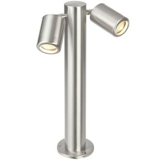 Loops 450mm IP65 Twin Outdoor Lamp Post Bollard Light Tilting GU10 Marine Grade Steel in Metallics