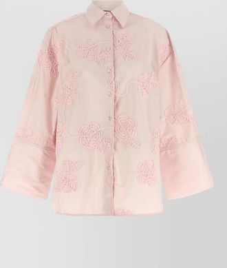 Rotate embroidered floral shirt long sleeves collar