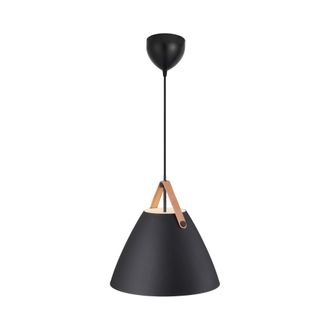 Nordlux Modern Indoor Pendant Light Black Metal E27 Brown & Black Strap - Mains Powered, IP20