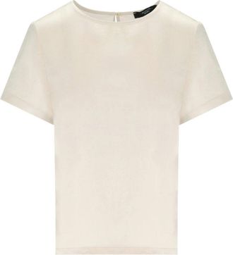Max Mara Satijnen en Jersey Blouse - Dames - Blouses - Beige - XS - Satijn - Overhemden