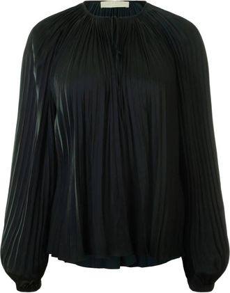 Ulla Johnson Womens Electra Pleated Satin Blouse In Noir