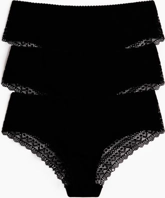 H&M 3er-Pack Hipster aus Baumwolle und Spitze - Schwarz