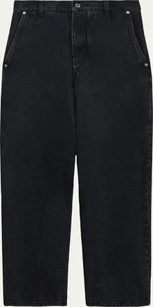 Loewe Mens Leather-Patch Straight-Leg Jeans