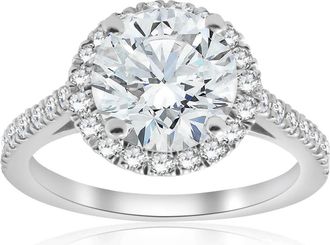 Pompeii3 2 1/2 ct Halo Round Cut Diamond Engagement Ring 14k White Gold