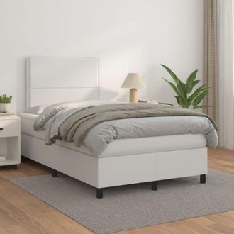 vidaXL Vidaxl - Cama Box Spring Con Colch&oacute;n Cuero Sint&eacute;tico Blanco 120x200 Cm