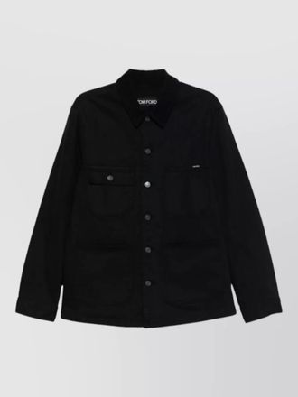 Tom Ford collared denim jacket chest and front pockets