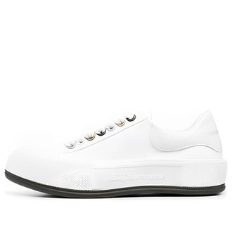 Alexander McQueen (WMNS) Alexander McQueen Deck Skate Plimsoll Lace Up White Metallic 654593W4MVR9549