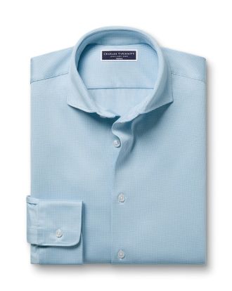 CHARLES TYRWHITT Performance Stretch Synthetic Shirt - Light Blue Size Large by Charles Tyrwhitt