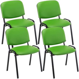 Clp Set De 4 Sillas De Reuniones Ken En Cuero Pu Verde