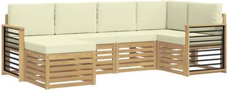 vidaXL Conjunto De Sof&aacute;s De Exterior 6 Uds. Blanco Y Crema Poli&eacute;ster Vidaxl
