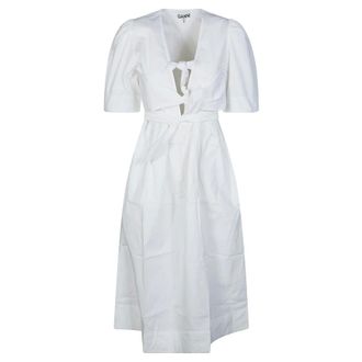 Ganni Midi Dresses, female, White, Size: 4XS Abito MM Midi Gonna a Ruota