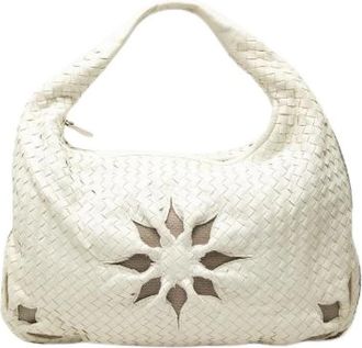 Bottega Veneta Pre-owned Intrecciato Leren Schoudertas - Dames - Vintage Schoudertas - Wit - ONE Size - Leer - Vintage