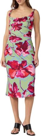 Diane Von F&uuml;rstenberg Delaney Floral Cowl Neck Midi Dress in Hibiscus Smoke Degrade at Nordstrom, Size Xx-Small
